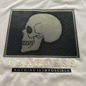 NWOT CR 24 Chrome Edge Sz: XL Fearless Metallic Textured Patch Skull Graphic Tee